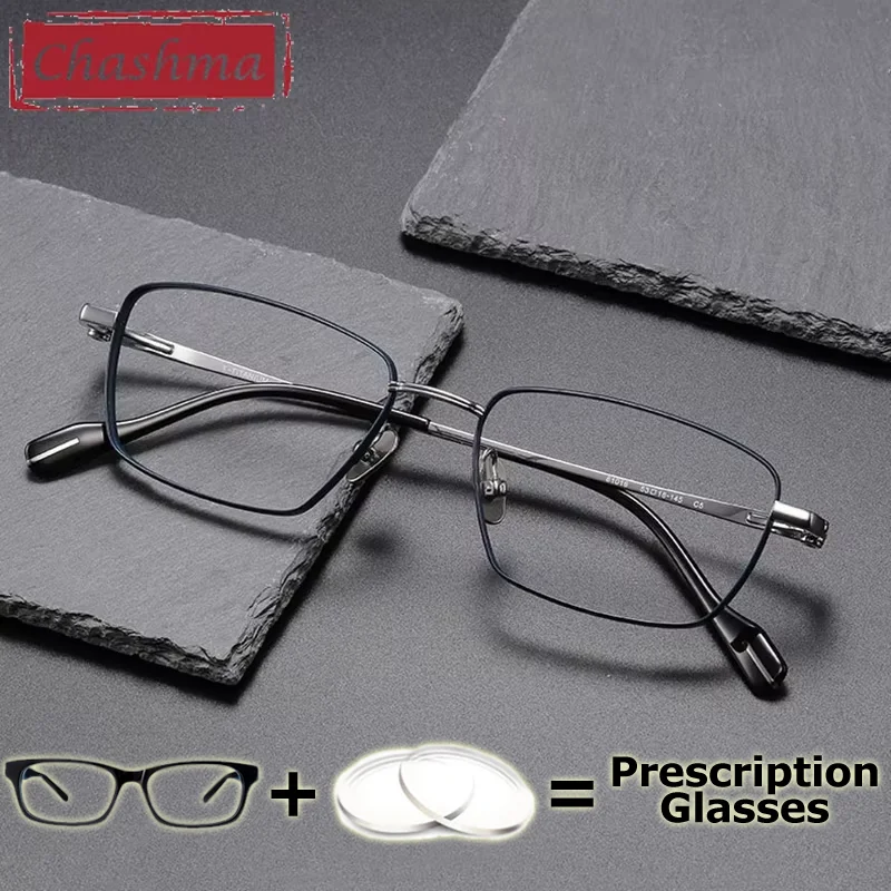 Chashma Prescription Glasses Men Full Rim Rectangle Eyewear Myopia Lenses Pure Titanium Spectacles Progressive Eyeglasses Frames