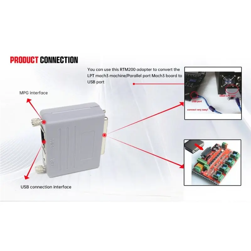 Y17A For Mach3 CNC Control Application Compatible NC200 USB Adapter Controller RTM200 200Khz LPT Parallel Port Interface