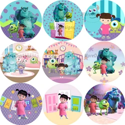 Monsters Inc Round Backdrop Girls Baby Shower Circle Covers Kids Birthday Party Decoration Photography Background