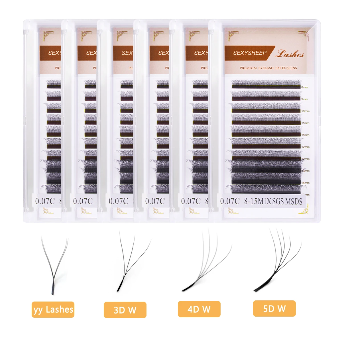 SEXYSHEEP Handgemachte Wimpern Alle Größen C D Curl Faux Nerz Wimpern Verlängerung Weiche Einzelwimpern Künstliche Wimpern