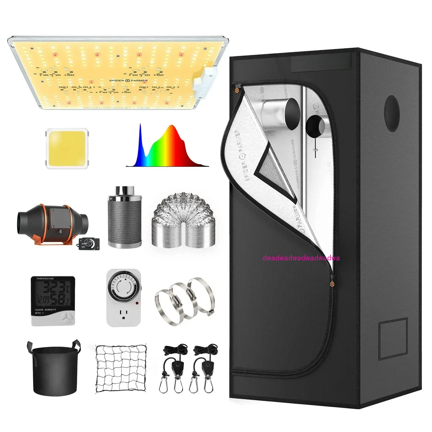 

Grow Tent Kits 100w Lights 70X70X160 Small Complete Hydroponic for Indoor Spider Farmer SF1000D