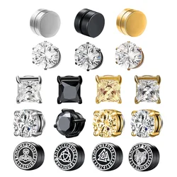 1Pair Fashion Crystal Magnetic Clip Ear Stud Non Piercing Earrings Fake Earrings Gift for Men Women Jewelry