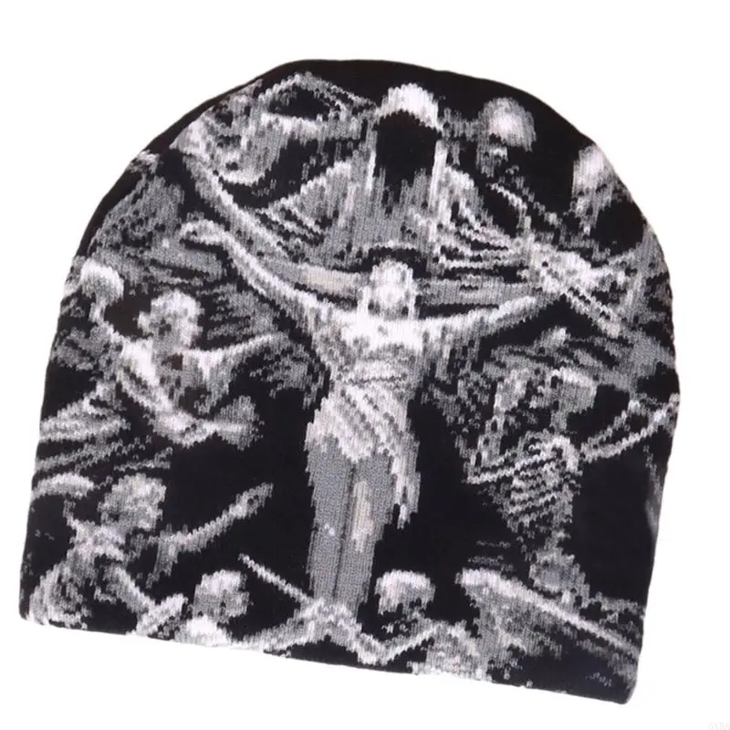 Berretto lavorato a maglia unisex Y2kbug Visual Street Fashion Comfort Fit Casual Abbigliamento da festa quotidiano 6XDA