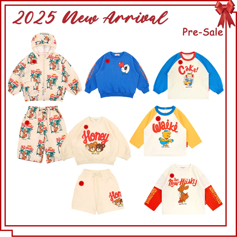 2025 New Children Clothes Set Korean BEBE Boys Cartoon Hoodies Shorts Suit Kid Long Sleeved Tee Girls Sweatshirt Bottoming shirt