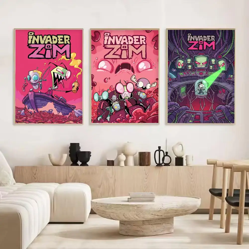 I-Invader Z-Zim Painting Calligraphy Stylish Canvas Poster Wall Art for Living Room Bedroom Cafe Office Decor Gift