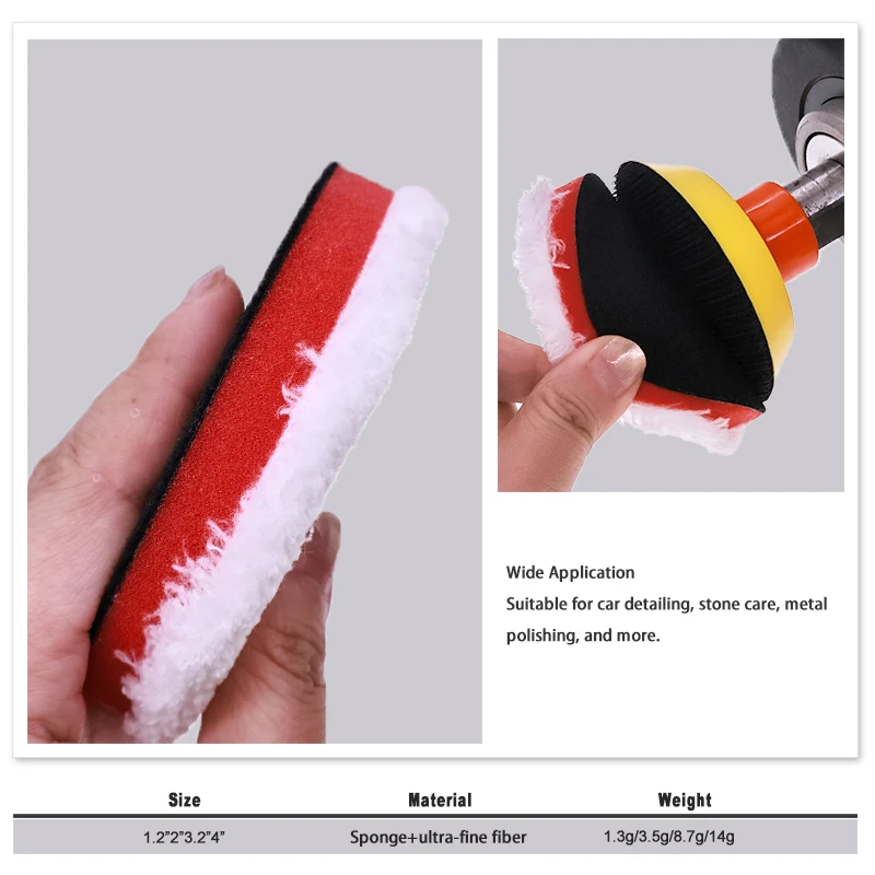 1.2-5Inch  Professionally Microfiber Foam Polishing Pad 5Pcs Hook and Loop for Car Polisher Cutting Buffing Waxing