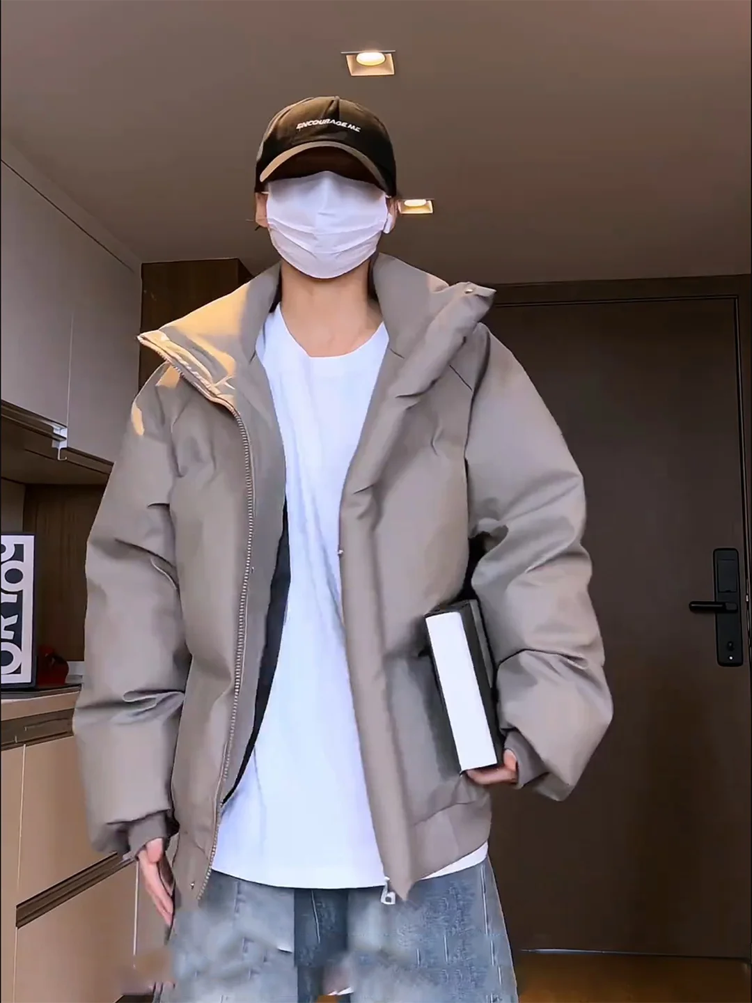 Мужская пуховая куртка American High Street Or Winter Thiened из искусственной кожи Bread Sle, модная брендовая хлопковая куртка Haome с воротником-стойкой...