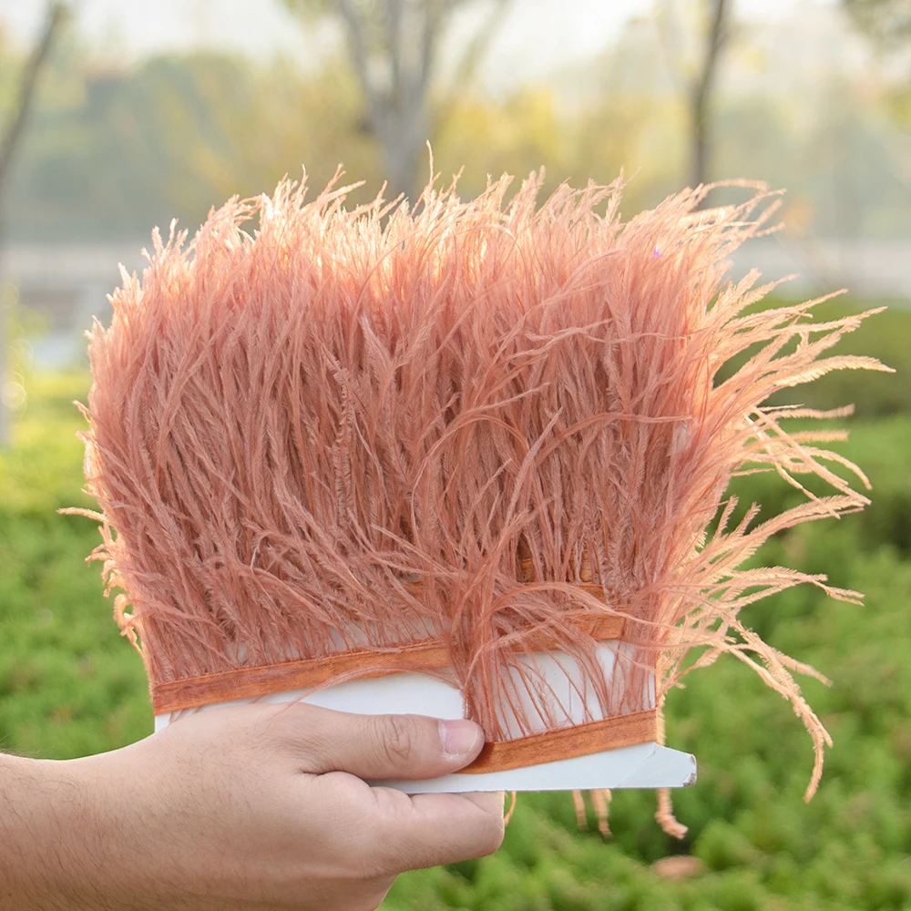 Fluffy Colorful Ostrich Feather Trim 8‑10cm Width 1M Ostrich Feather Ribbon for Wedding Costume Sewing DIY Craft Decor Accessory