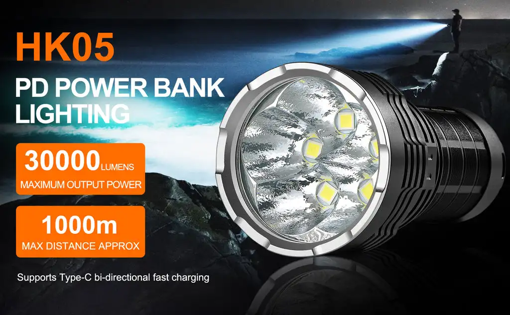 HaikeLite HK05 5*SFN60 30000lm 1000m Powerful Flashlight