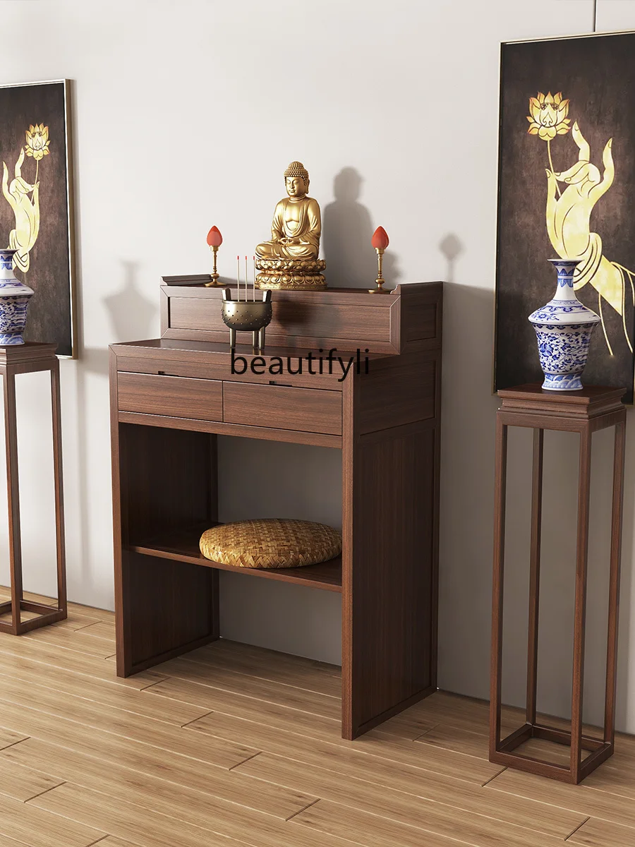 Solid Wood Altar Cabinet Simple Buddha Shrine Buddha Niche Guanyin God of Wealth Buddha Cabinet Prayer Altar Table