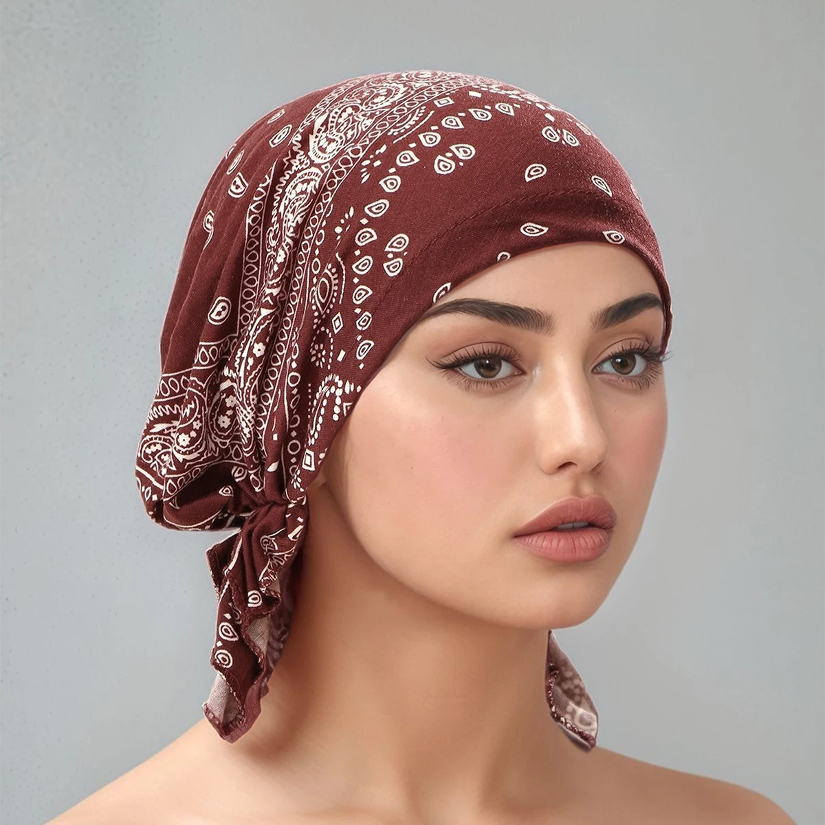 

Новый модальный хлопок кешью, мусульманский женский высокоэластичный трикотаж, внутренняя женская кепка, шарф, платок, головной убор с принтом