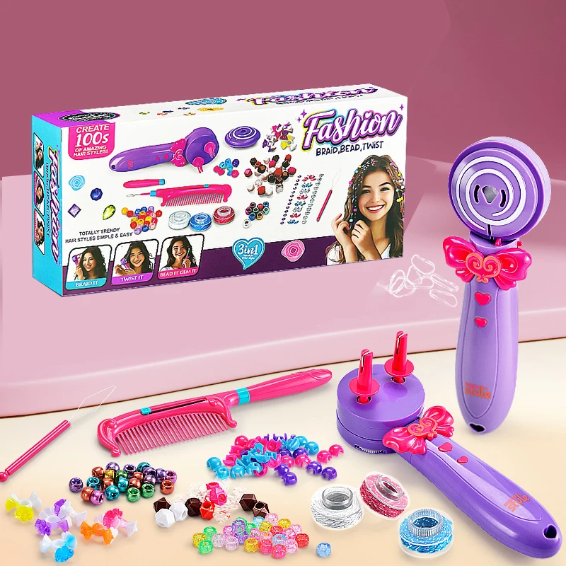 Strumento per acconciatura intrecciata fai-da-te per bambini Intrecciatore elettrico per capelli Twist Braider Roller Set di macchine per acconciature Giochi di imitazione Regali per ragazze