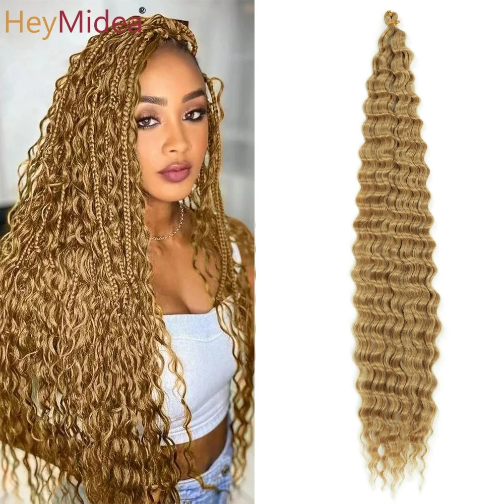 

Синтетические кудрявые волосы для плетения крючком Deep Wavy Twist, для причесок в стиле бохо, термостойкие, для наращивания и плетения кос