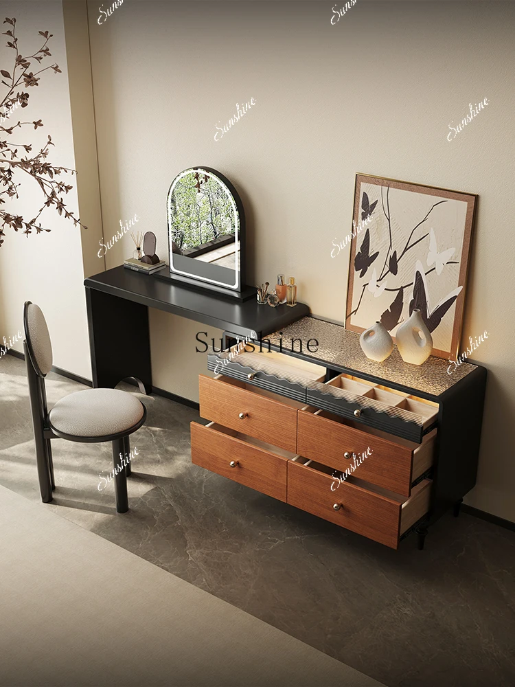 Medieval dresser chest integrated bedroom light luxury high-end makeup table with lamp  FT