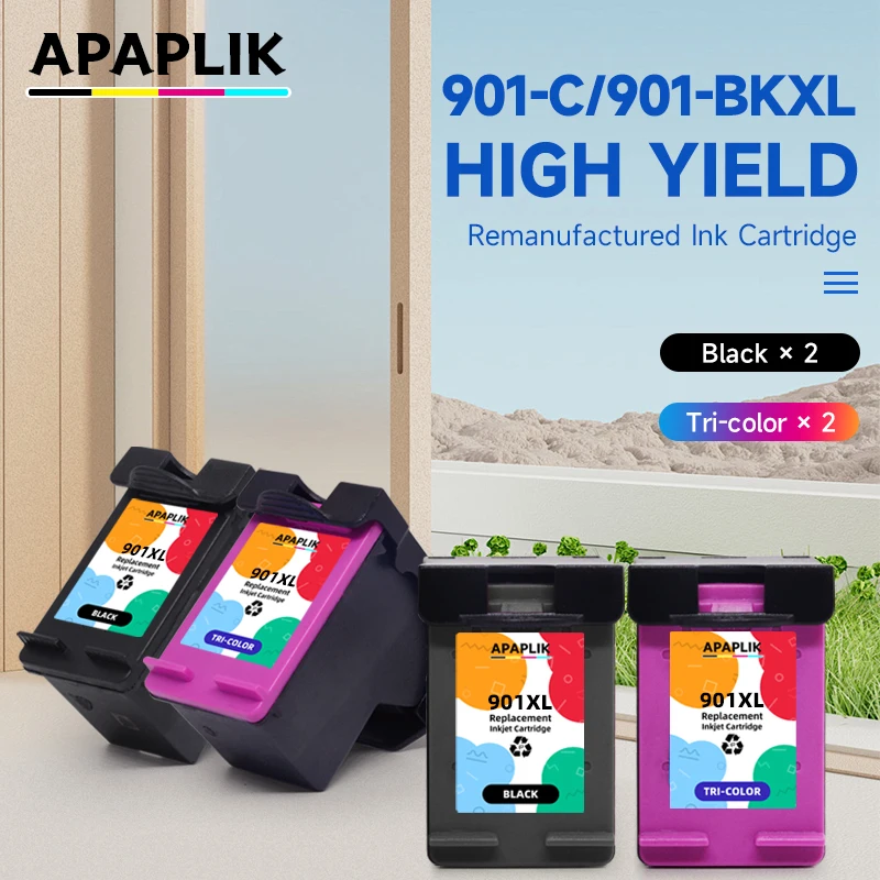 

APAPLIK 901XL сменные картриджи для HP901XL для HP 901 картриджа с чернилами для Officejet 4500 J4500 J4540 J4550 J4580