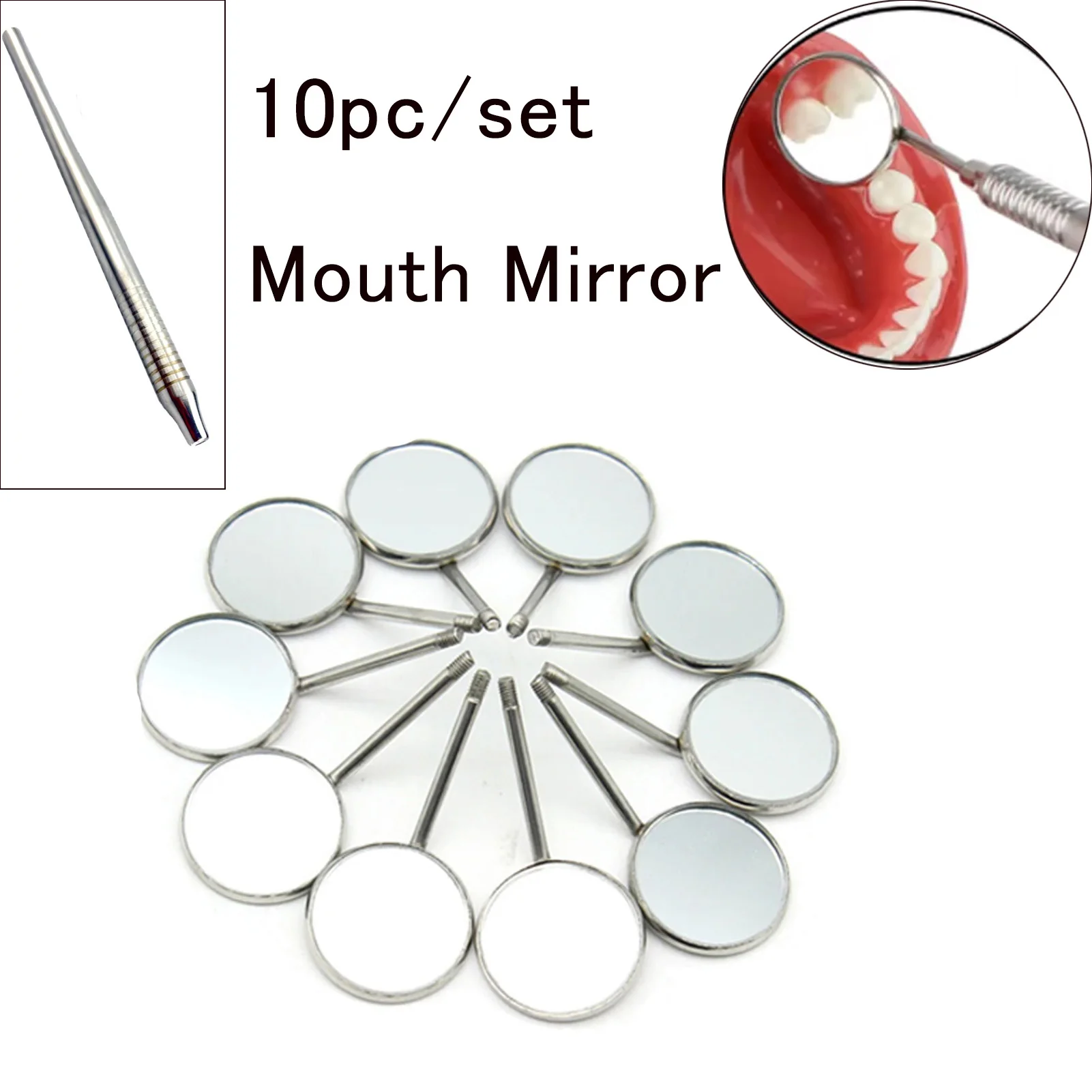 

10 шт./компл., стоматологическое зеркало для рта, отражатель, зеркало для стоматолога, съемная ручка, стоматологическое зеркало для рта 4 # /5 #