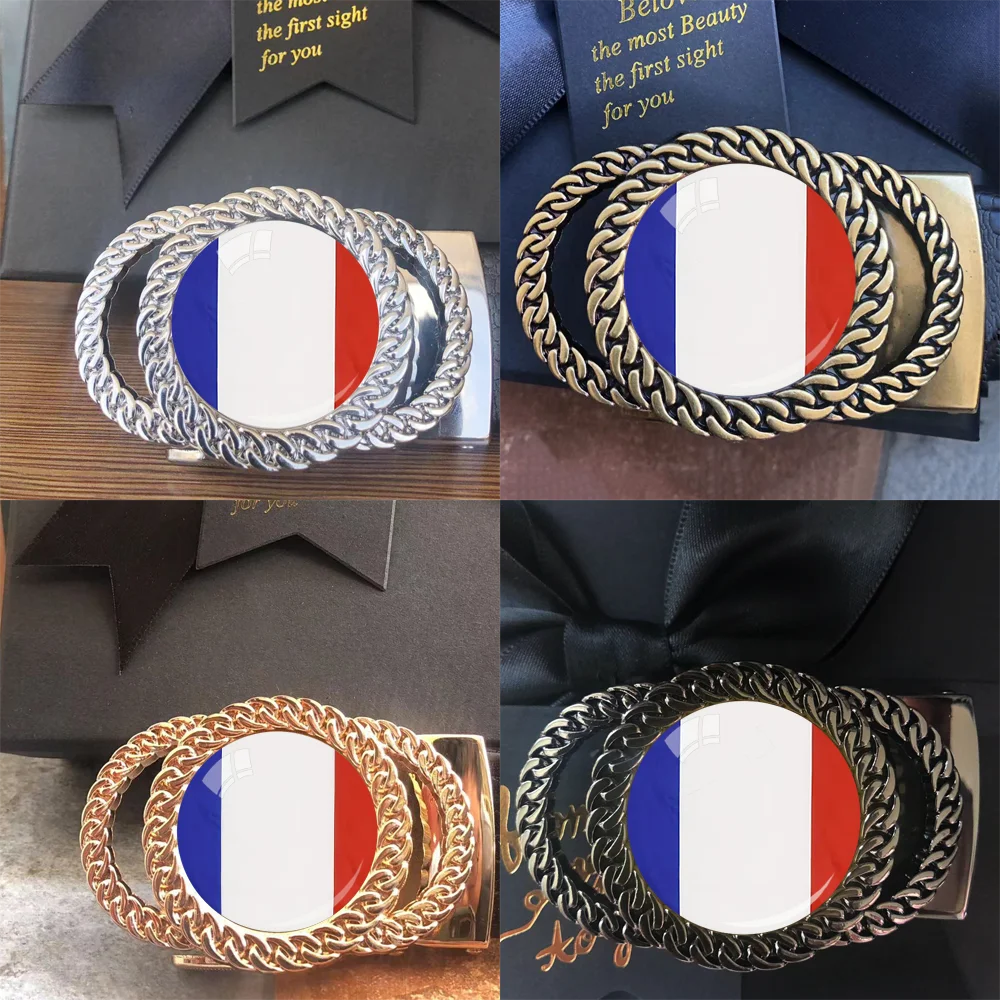 French flag pattern automatic ratchet belt buckle fashion personalized waist accessory best gift for patriots