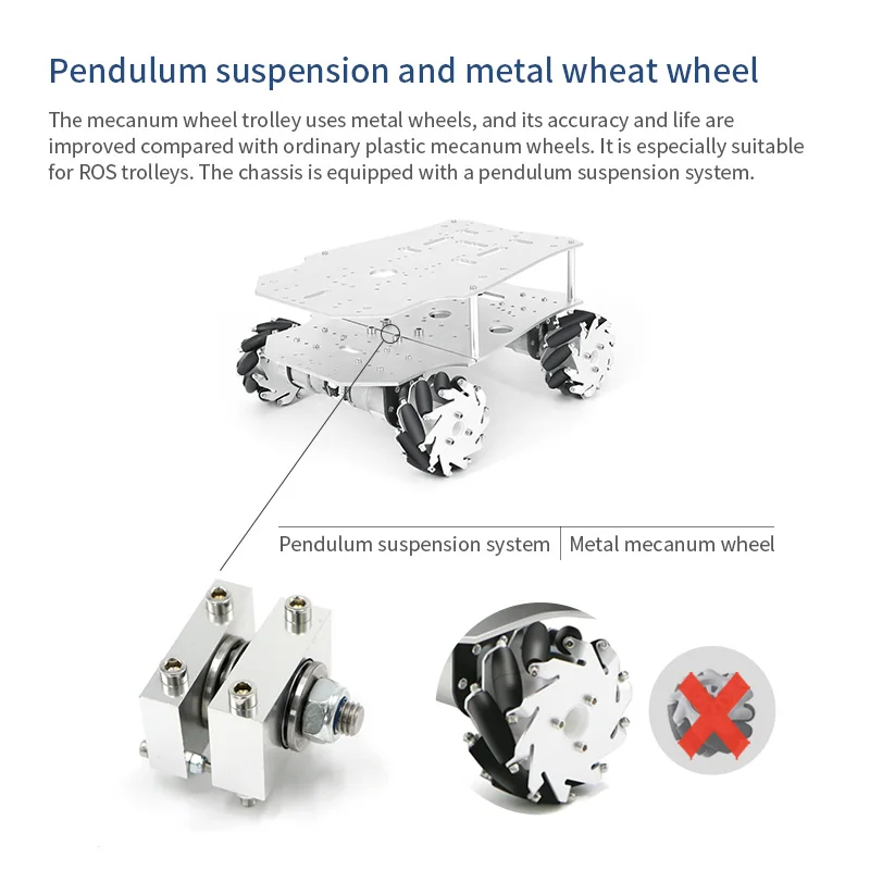 Mecanum wheel smart car chassis Active differential front steering gear steering rear drive Ackerman omnidirectional wheel