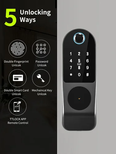 Imagen 2 del producto Cerradura de huella digital Tuya Wifi control remoto biométrico Digital cerradura de puerta inteligente Bluetooth TTLock APP tarjeta de código de acceso cerradura electrónica