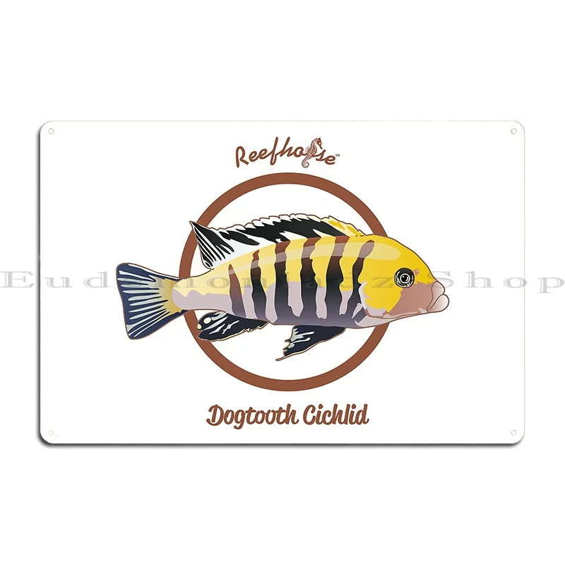 Dogtooth Cichlid Metal Plaque Vintage Wall Mural Character Kitchen Create Tin Sign Poster