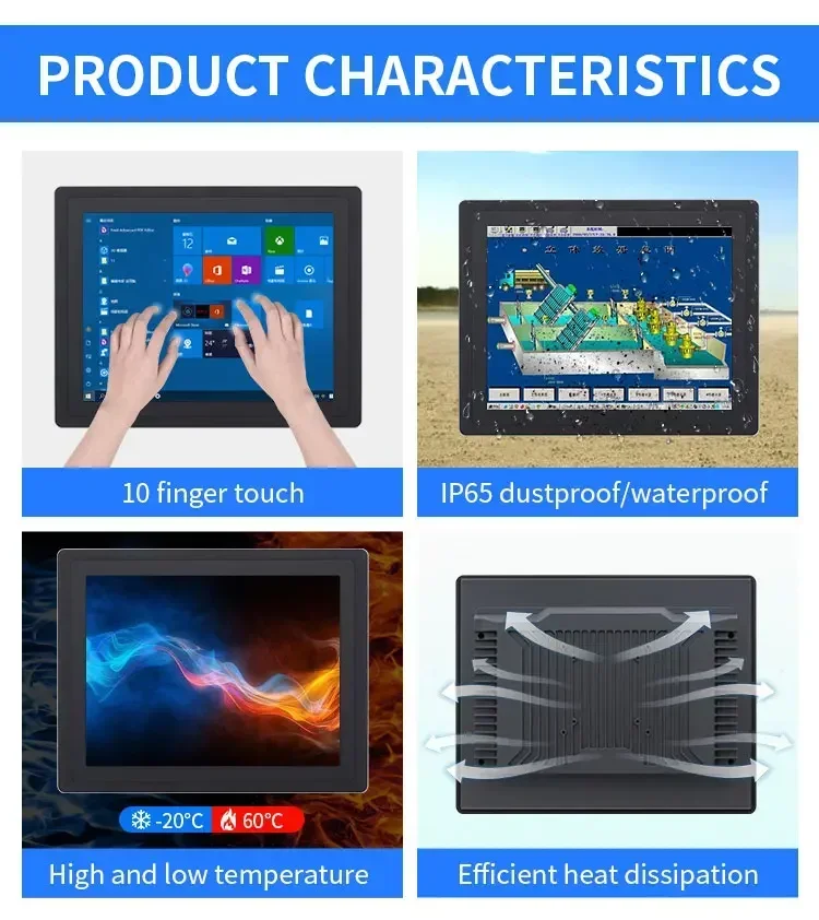 OEM 1500ints 12 18.5 21.5 Inch LCD Screen Industrial Android Panel PC Front Panel IP67 Waterproof Flush Mount for Marine