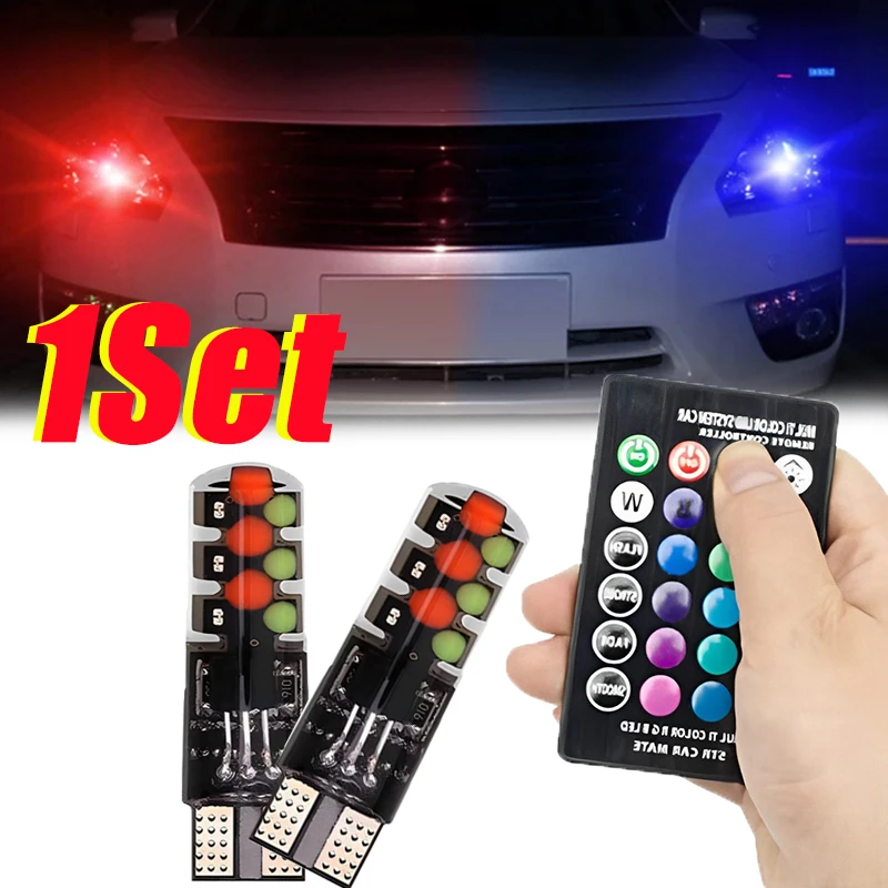 

Car Driving Colorful Flashing Remote Control Lights T10 RGB COB Silicon Indicator Lights Waterproof Car Accessories