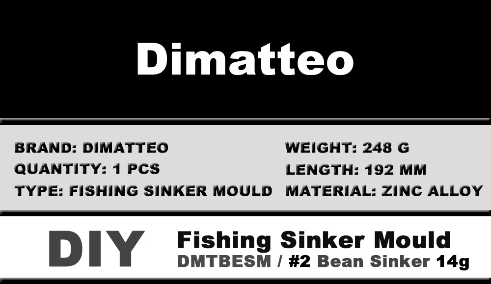 Dimatteo DIY Fishing Bean Sinker Mould DMTBESM/#2 Bean Sinker 14g 6 Cavities