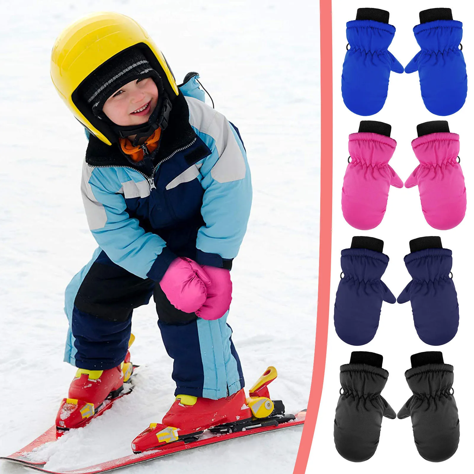 1 Pairs Kids Winter Warm Gloves Windproof For Children Boys Girls Ski Cycling Climbing Outdoor Gloves Waterproof Snow Mittens