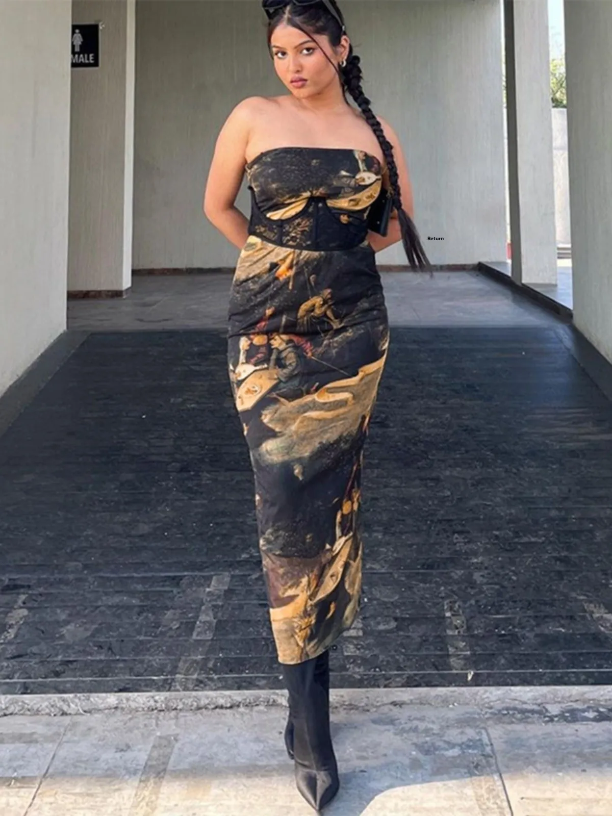 

Сексуальное платье с принтом, с воротником-халтером, облегающее, длинное, с высокой талией, без рукавов, из полиэфирного волокна, летнее платье 2024 года.