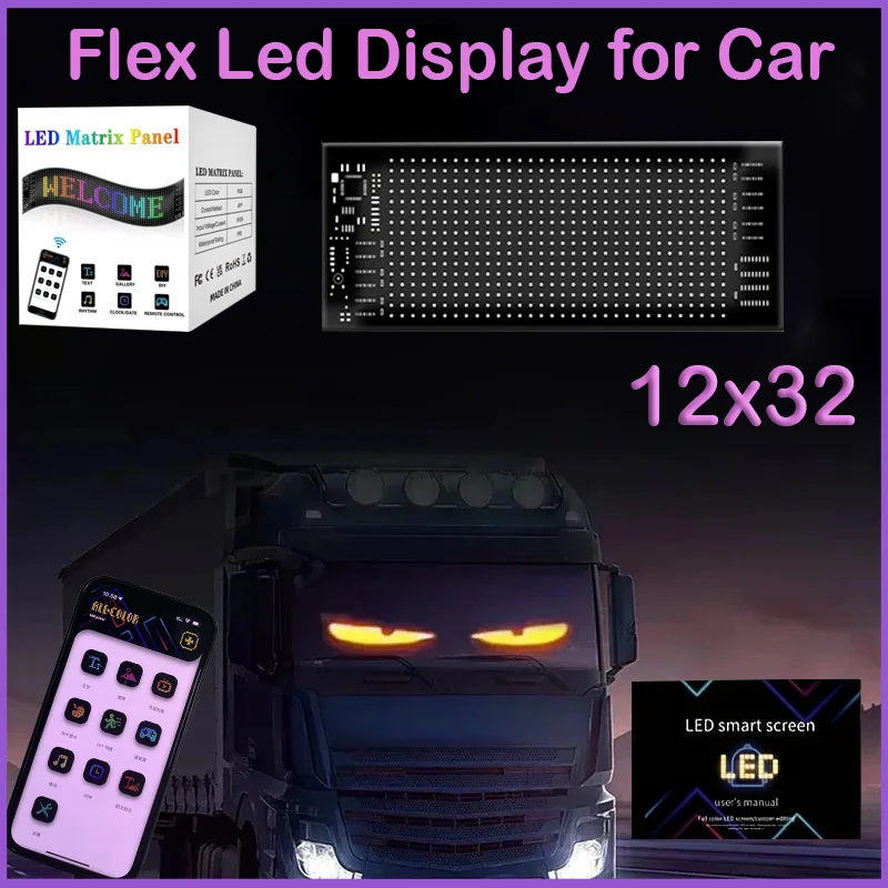 RGB LED Car Sign Animation LED Matrix Pixel Panel DIY Programmable Bluetooth App Control LED Panel Flexible Display Light