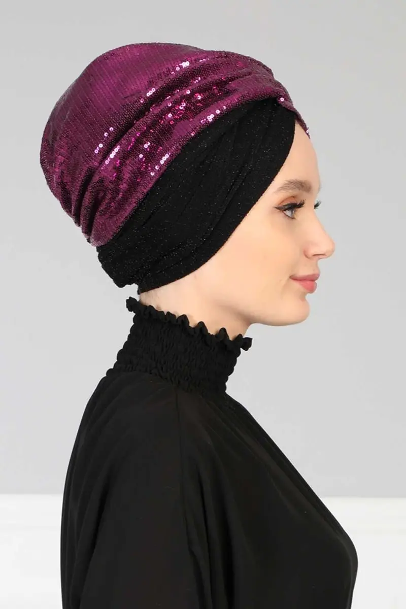 Hijab กระดูก Sequined Fuchsia