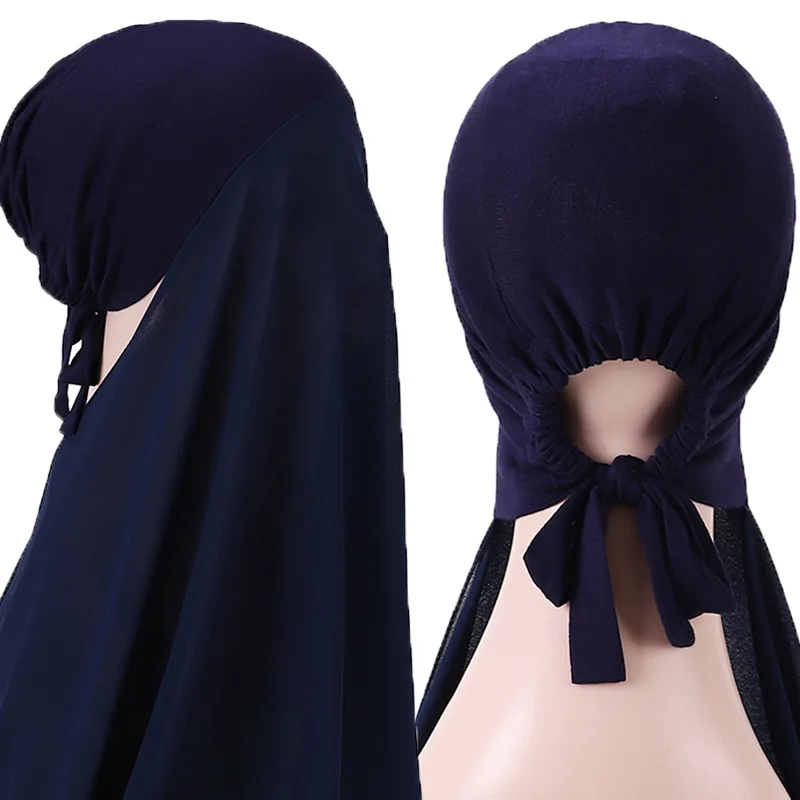 Instant Hijab With Cap Can Be Bundle Chiffon Scarf Women Veil Muslim Islam Pin Free Hijab Cap Scarf For Muslim Women Headscarf