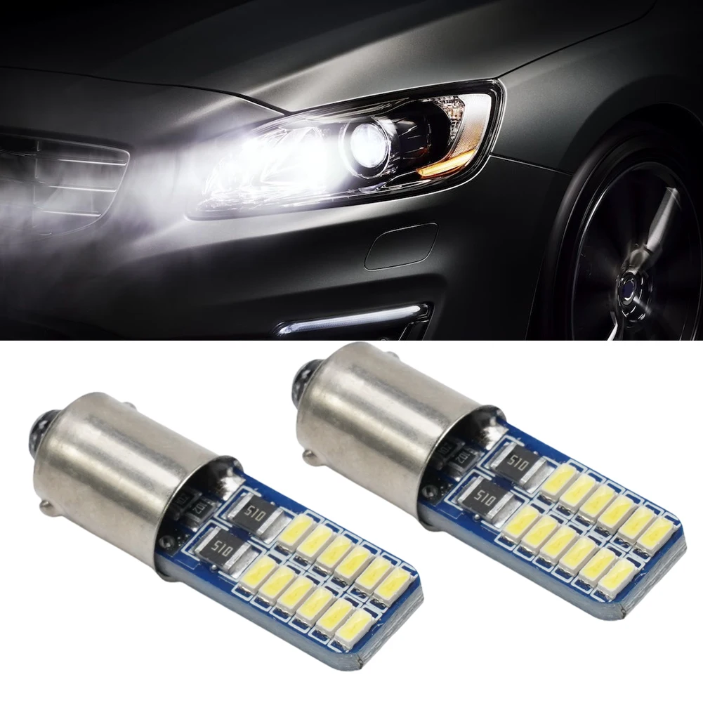 2Pcs Car Super Bright Light CANBUS BA9S H6W T4W 4014 24LED Reversing Light Parking Fits Dome Lamp Card Lamp License Plate Lamp