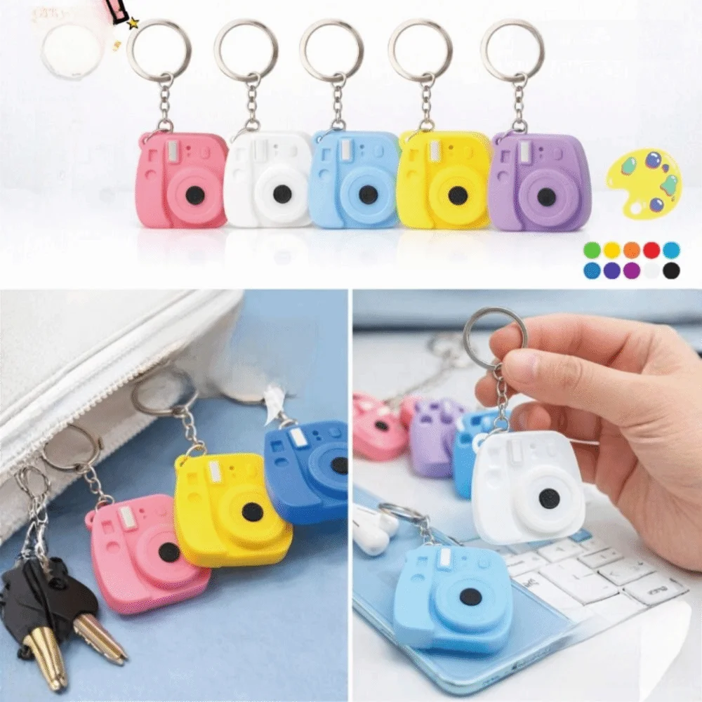 Portable Mini Camera Keychain Metal Key Ring Decorative 3D Print Camera Pendant Lightweight Multipurpose Bag Hanging Ornament gallery 2
