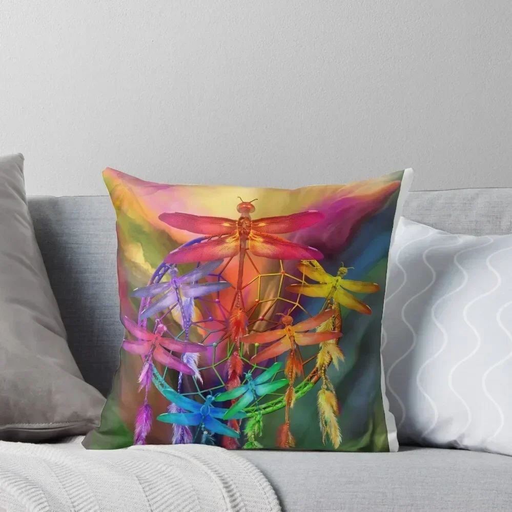 

Dragonfly Dreams Throw Pillow Decorative Cushions Plaid Sofa Cushion Child Pillowcase pillow