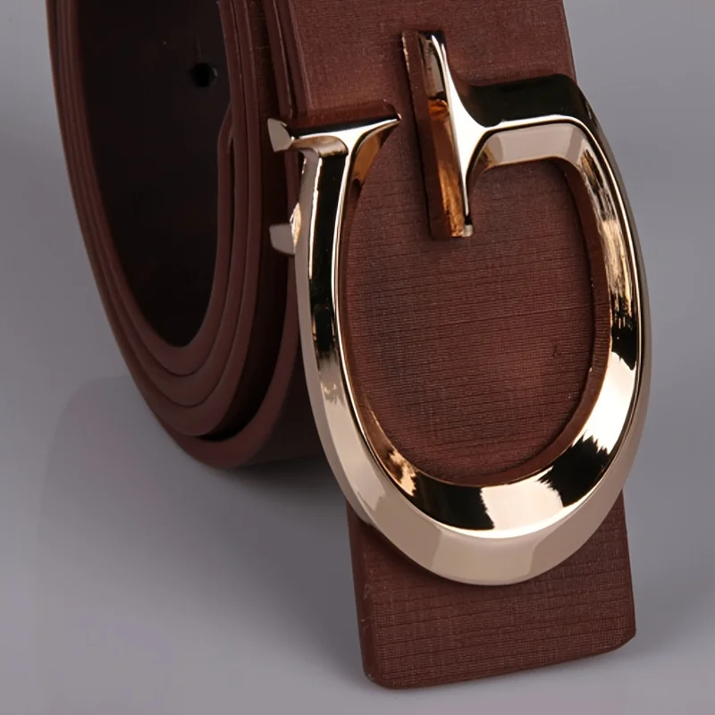 حزام خصر من جلد البولي يوريثان بتصميم كاجوال للجنسين، حزام خصر جينز ذهبي فاخر عالي الجودة، اختيار مثالي لهدية العيد