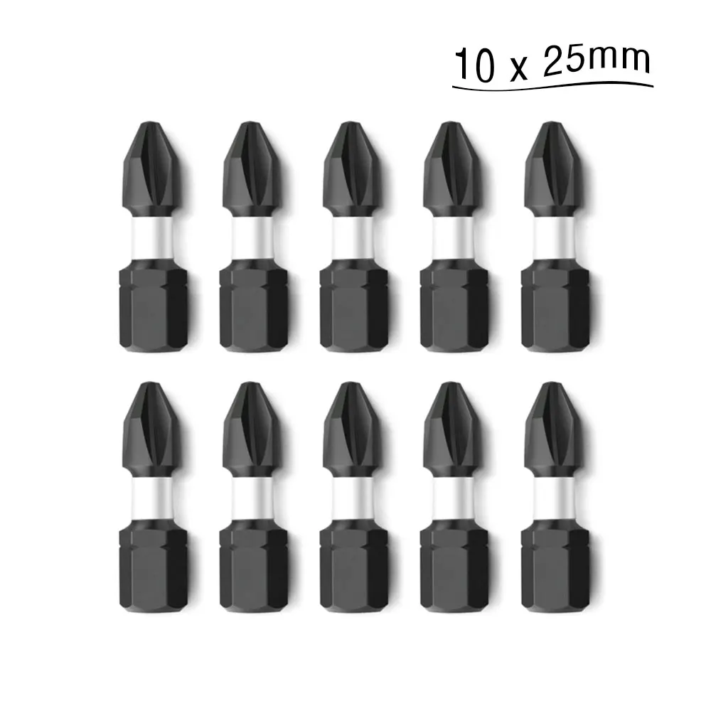 10pcs 25mm PH2 Magnetic Screwdriver Bits Phillips Screwdriver Drill Heads 1/4 Hex Shank