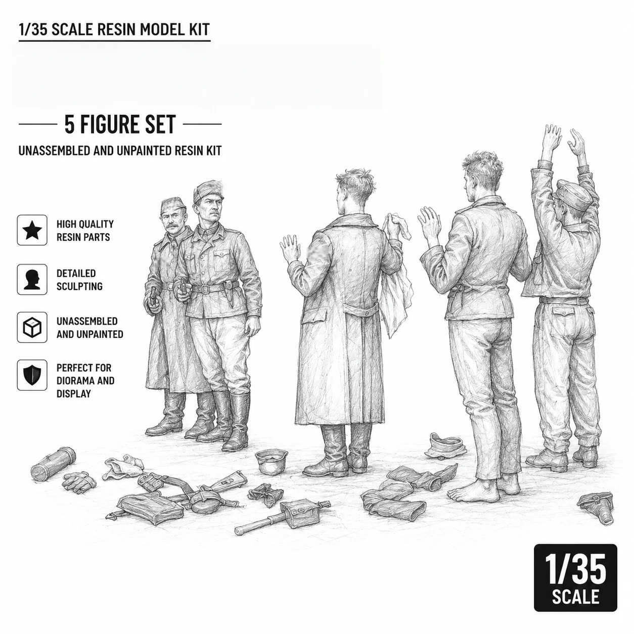 

1:35 Die-casting Resin Model GK, Soldier Portrait Status Model Scene Layout Unpainted State (requires Assembly)