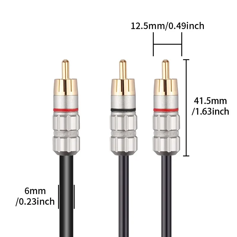 YYTCG RCA Y-Adapter 1 RCA męski do 2 RCA męski Splitter cyfrowy stereofoniczny kabel Audio do kina domowego Subwoofer Hi-Fi-Dual shield