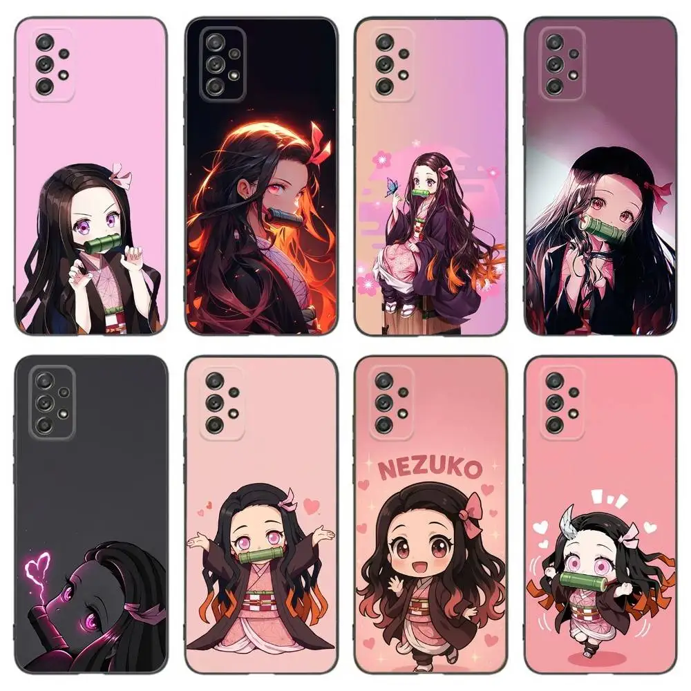 

N-Nezuko Anime K-Kamado Phone Case For Samsung Galaxy A13,A21s,A22,A31,A32,A52,A53,A71,A80,Soft Black Shell