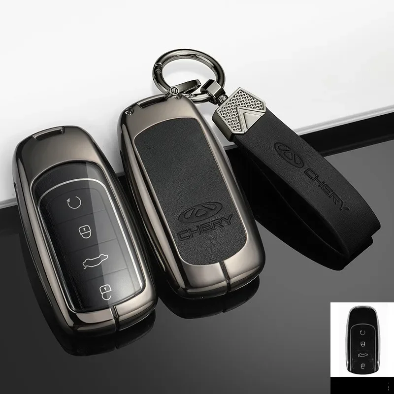 

For Chery Tiggo 7 Tiggo 8 Pro 8 PLUSLeather Zinc Alloy Remote Car Key Case Full Cover Arrizo 5 Protective Shell Car Accessories