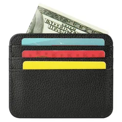 Mini Men's Women's Pu Leather Credit Card Holder Case Id Card Case Thin Wallet with Coin Pocket Small Purse Card Holder Purse