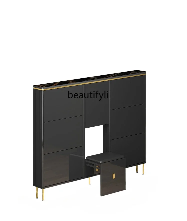 

Light Luxury Stone Plate Black Ultra-Thin Shoe Cabinet 17cm Hot Sale Home Doorway Home Narrow Tilting Entrance Cabinet