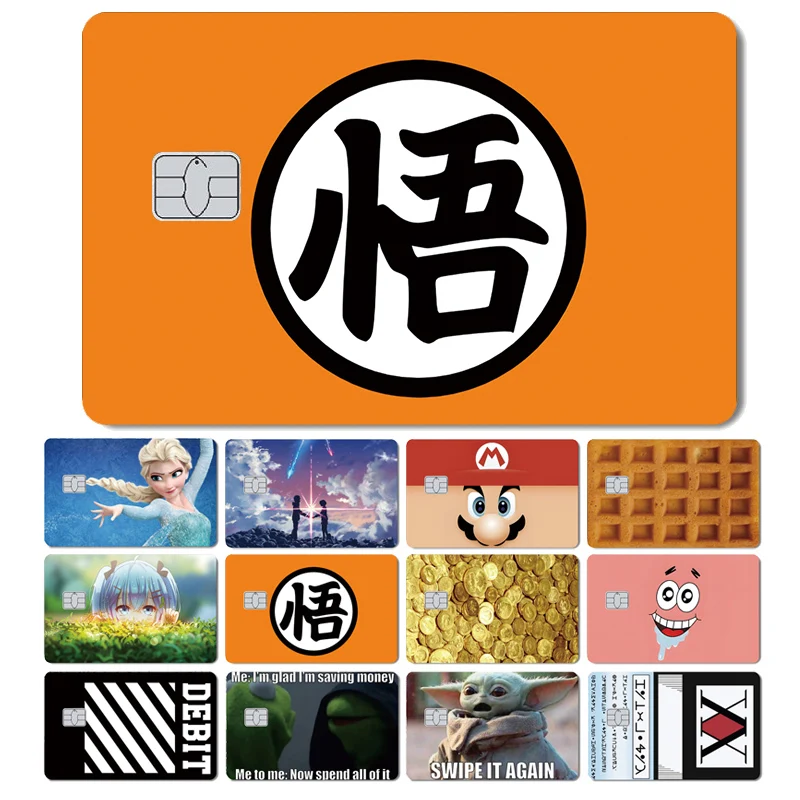 

No Fade Anime Dragon Ball One Piece Super Mario Cover Film Skin Sticker for Credit Card Debit Bus Metro Card