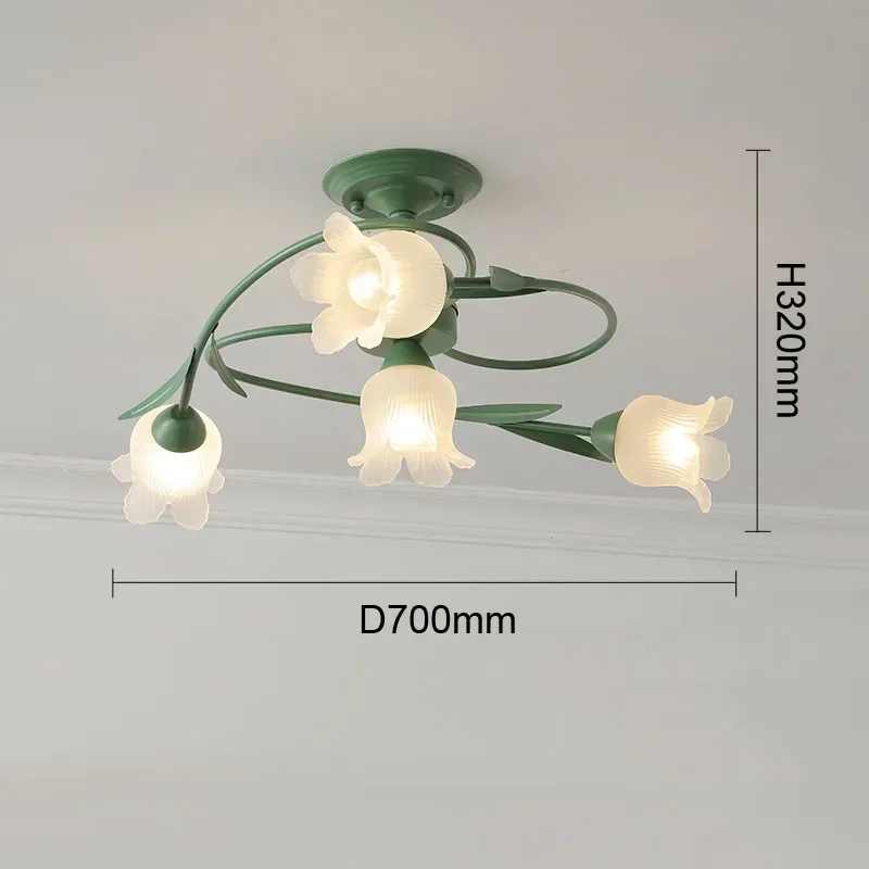 جديد الفرنسية خمر كريم زهرة مصباح السقف الزجاج الإبداعي الشمال الإنترنت المشاهير غرفة المعيشة LED سلسلة الحديد قلادة الخفيفة #5