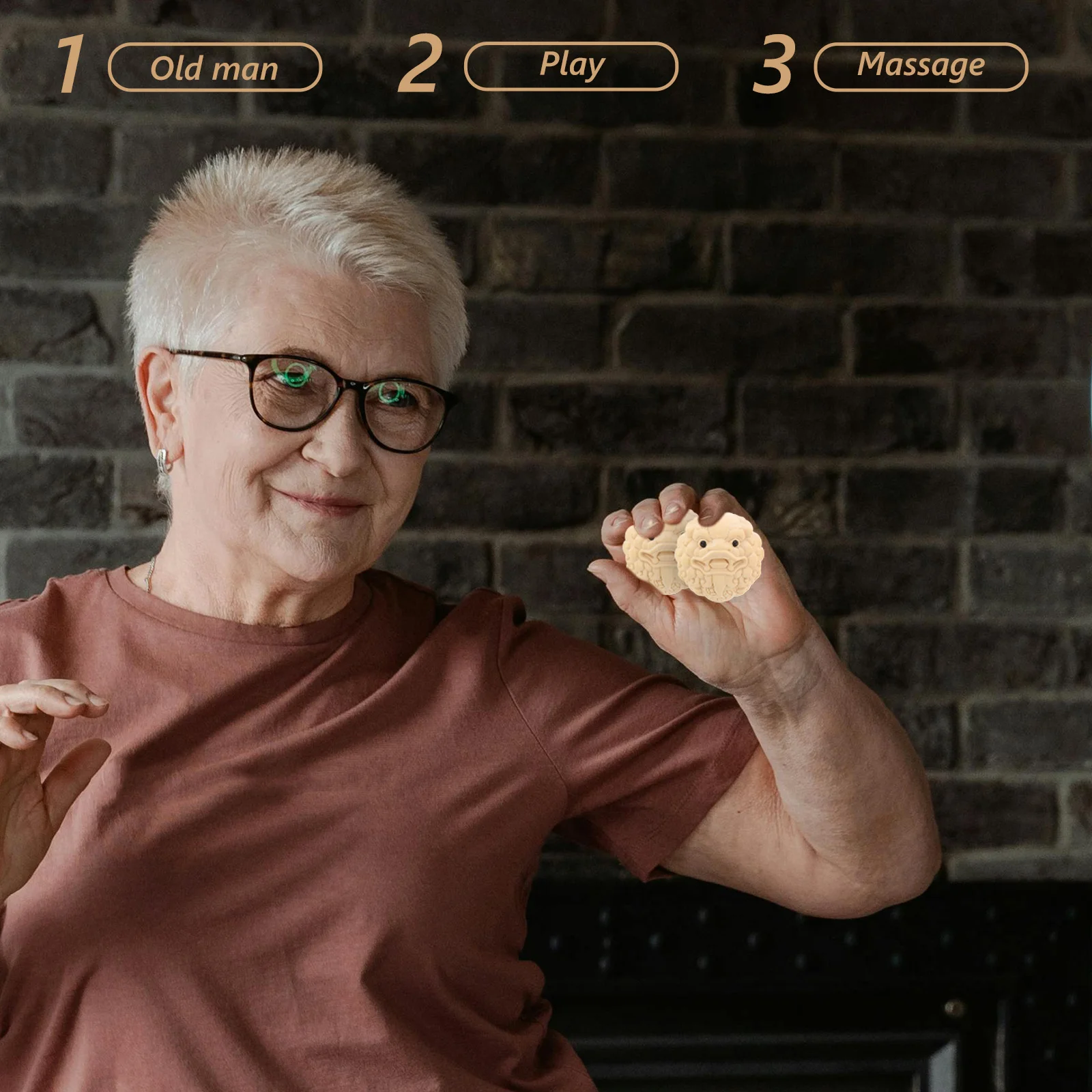 

2pcs Yellow Boxwood Pixiu Handball Wood Rolling Handball For Palm Massage Smooth Balls Hand Exercise Relaxation Portable Wooden