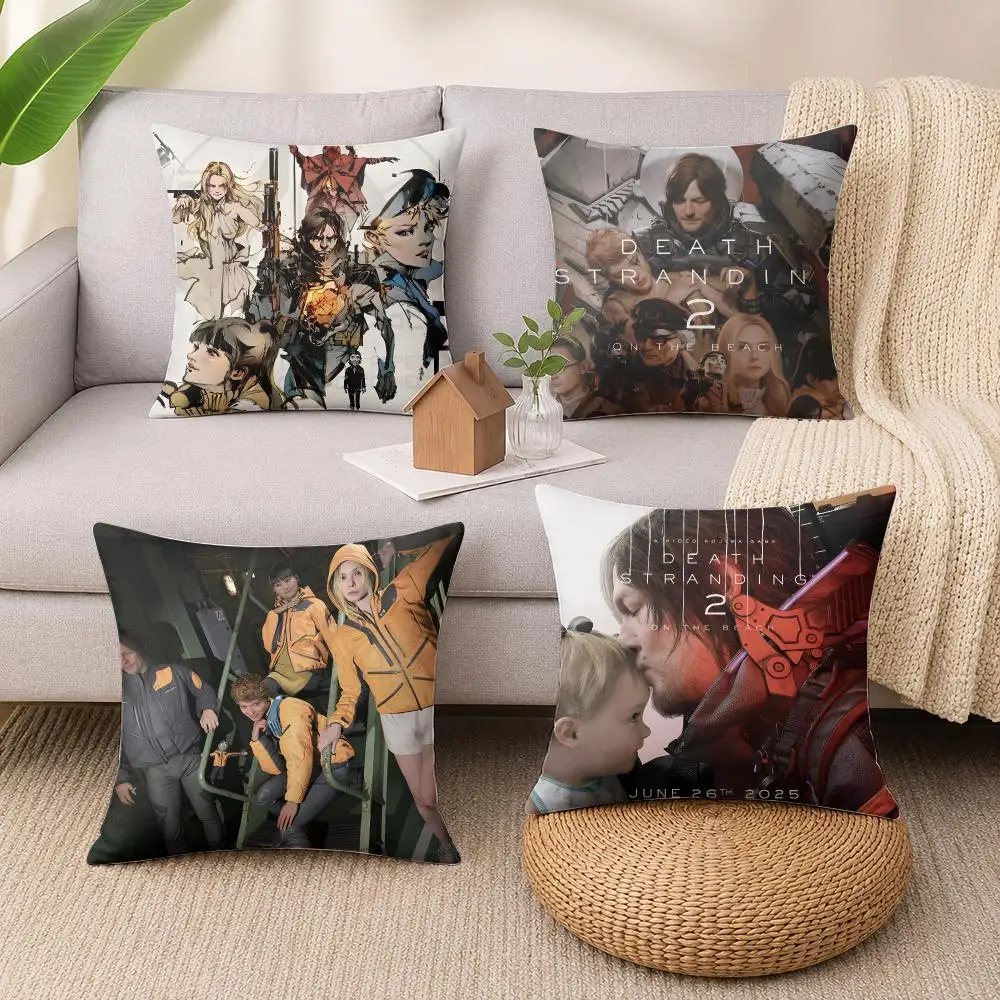 Video Game D-death Stranding 2 Cushion Cover Wrinkle-Resistant Short Plush Cushion Covers Breathable Machine-Washable