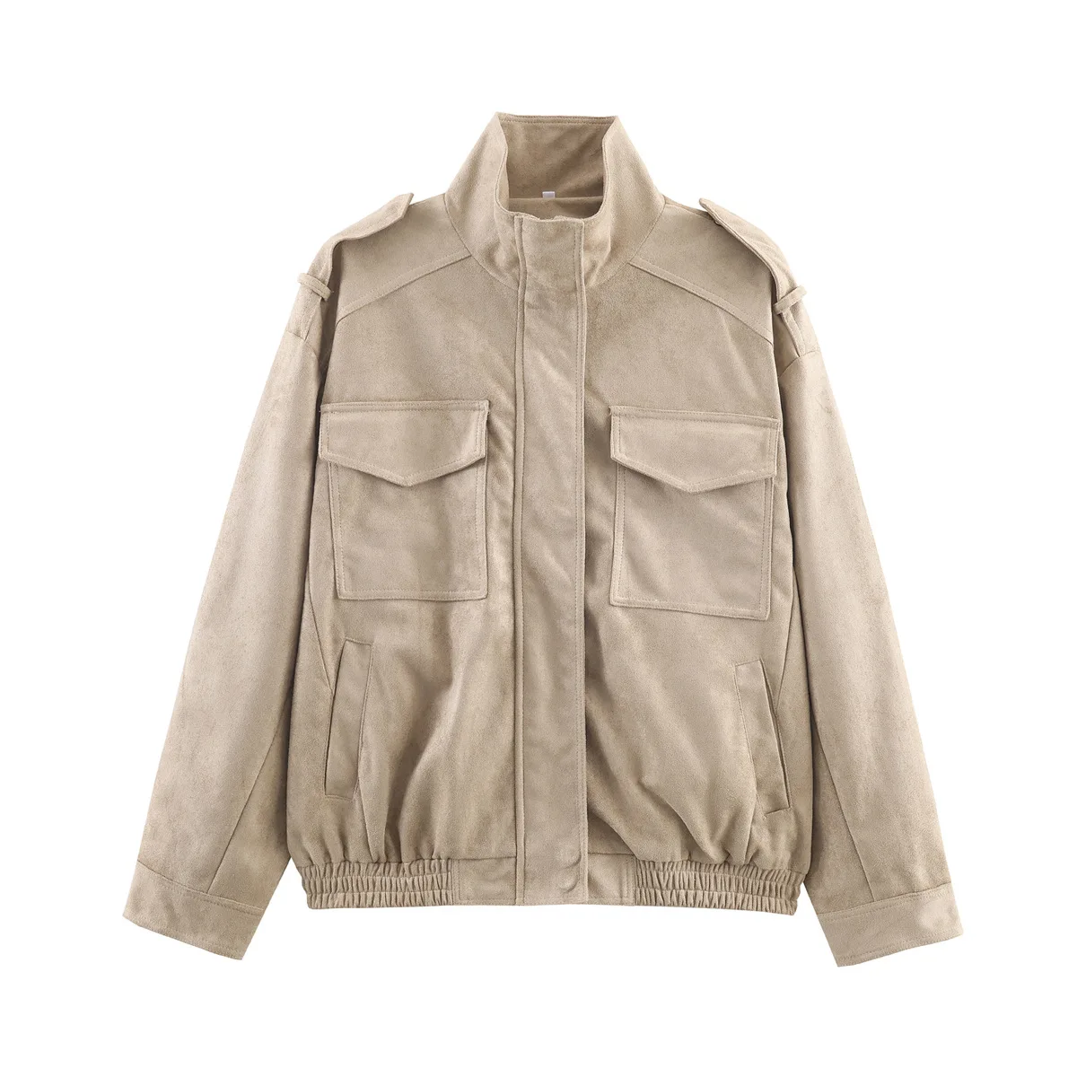 

Женская модная куртка во французском стиле из искусственной замши с карманами H1C5