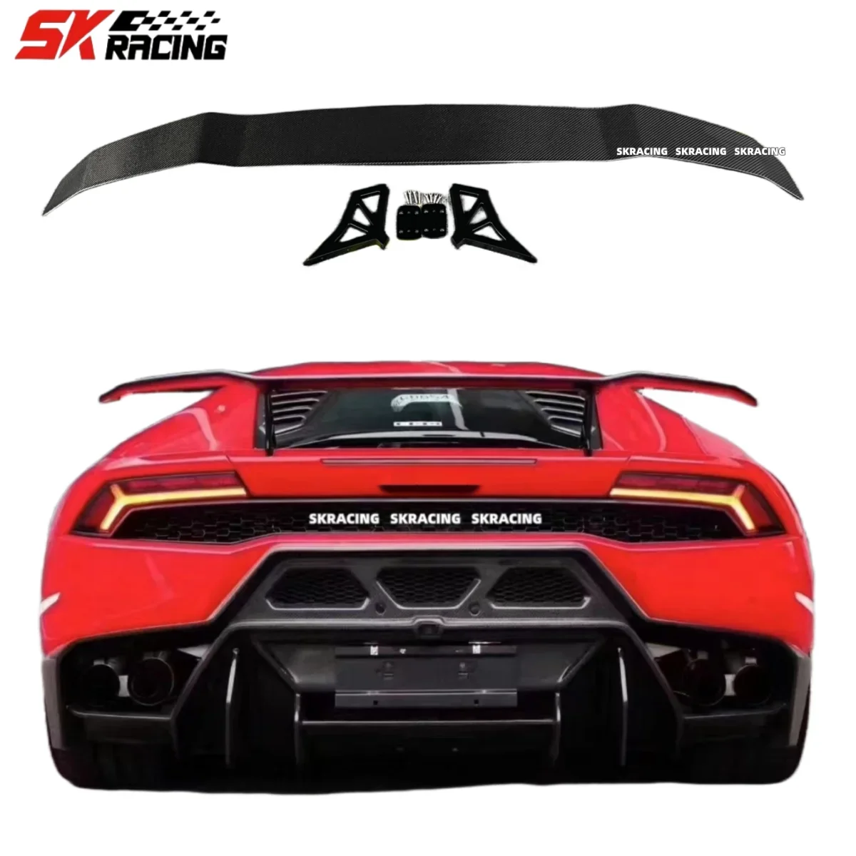 

Car Accessories Real Carbon Fiber Rear Spoiler Wing Set Fit For Lamborghini Huracan LP580 LP610 BodyKit