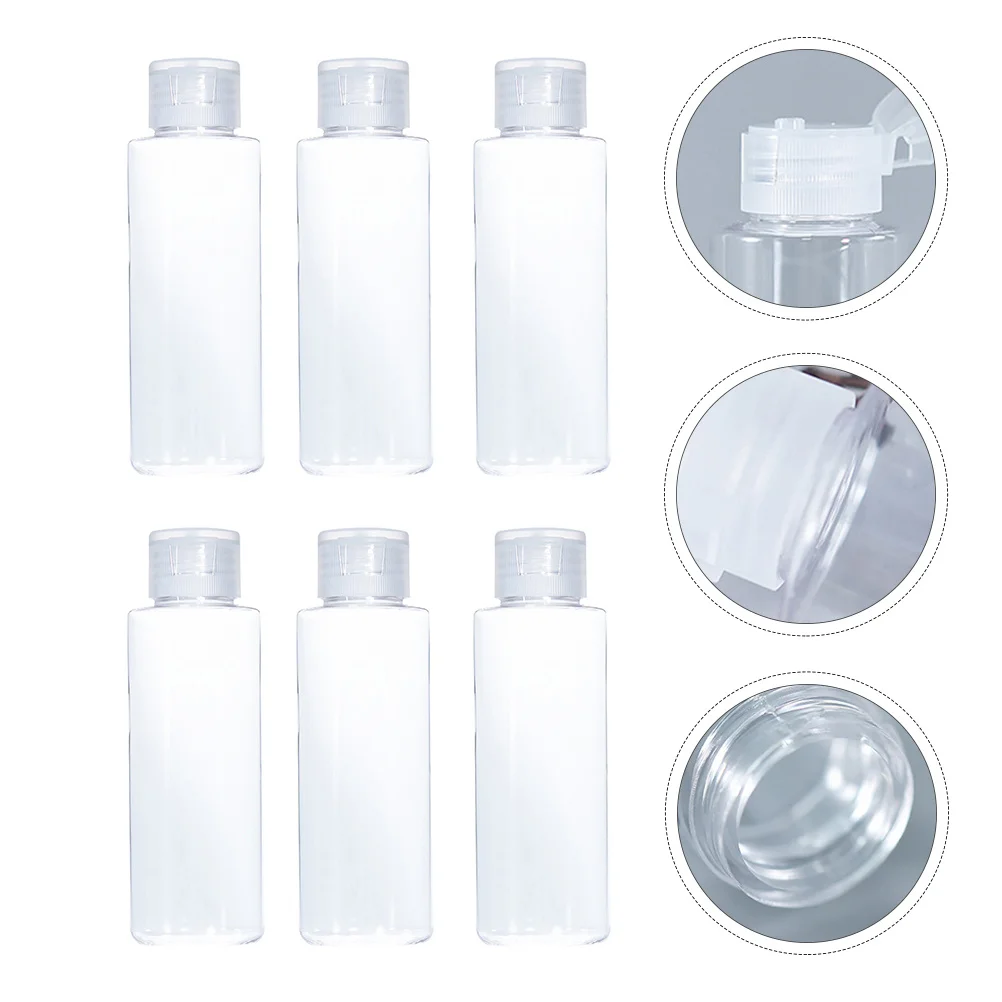 

6Pcs Travel Plastic Bottles Refillable Squeeze Dispensers for Shampoo Lotion Body Wash Clear Sample Bottle Set
